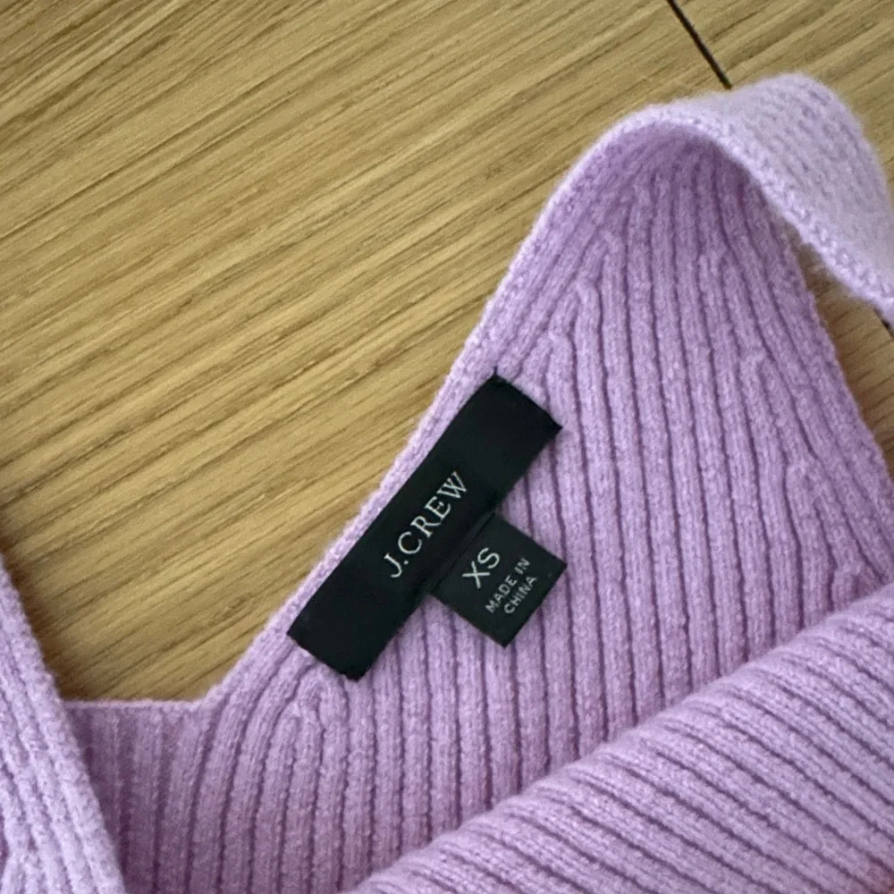Lavender Cashmere Ribbed Knit Women's Crop Top - Picture 2 of 2
